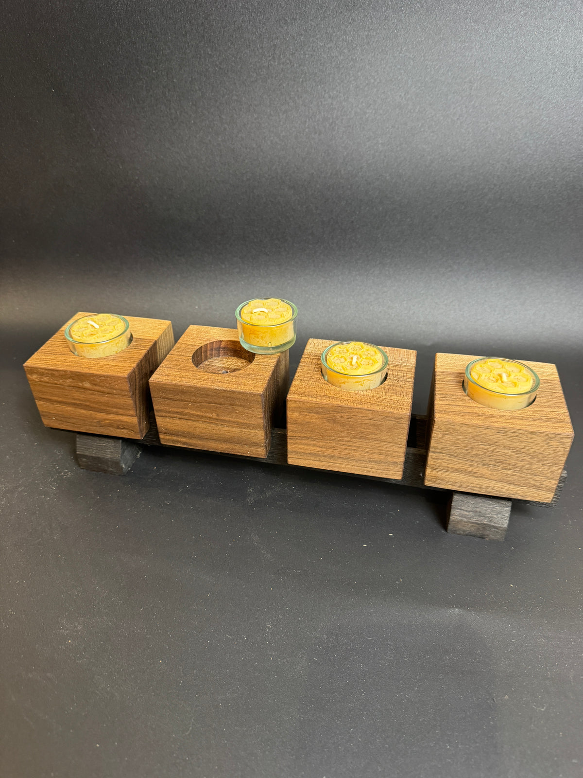 Adventsbalken zum umdekorieren mit Sockel und Einlagebrett Nussbaum