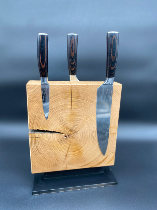 Magnetischer Messerblock für ca.  8-10  Messer aus Kastanienholz