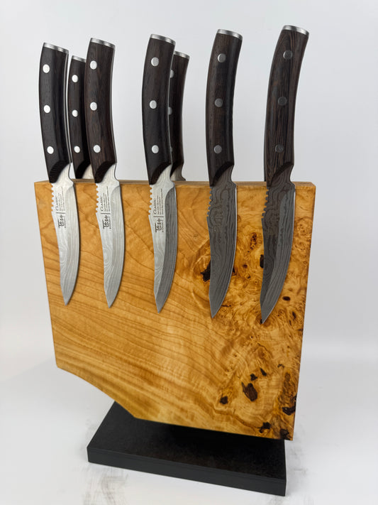 Magnetischer Messerblock aus Lindenholz mit Schiefersockel